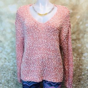 Women pop corn pink sweater by Margeaux&Ellie, L